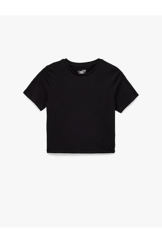 Koton Slim Fit Kısa Kollu Pamuklu Bisiklet Yaka Spor Tişört Siyah 7wak10053nk