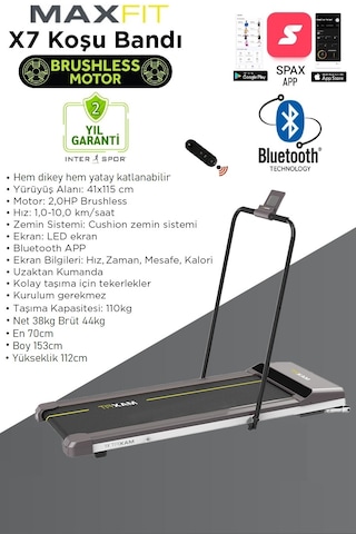 Maxfit X7 Uzaktan Kumandalı Bluetoothlu Brushless Koşu Bandı - Voit Garantili