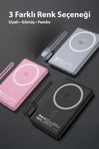 Y353s Powerbank 5.000 Mah Magnetıc Wıreless Siyah