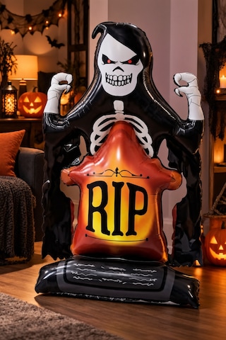 Halloween Rıp Mezar Taşı Azrail Folyo Balon 70x110 Cm Cadılar Bayramı Parti Ev Dekorasyon Süsü Diğer
