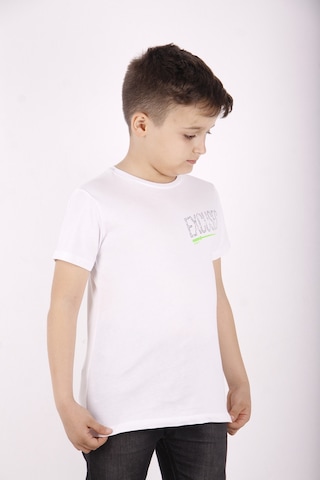 Toontoy Kids Toontoy Erkek Çocuk Baskılı Bisiklet Yaka Kısa Kollu Tişört Beyaz