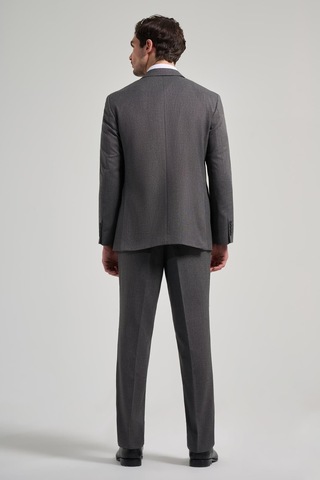 İmza Kendinden Desenli Bez Ayağı Mono Yaka Tam Astar Esnek 4 Drop Comfort Fit Takım Elbise 1001250169 Füme