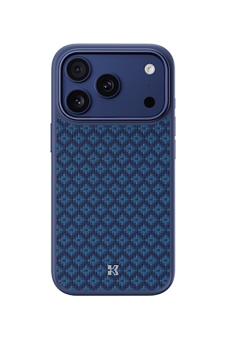 Apple Uyumlu iPhone 17 Pro  Kılıf M-safe Şarj Özellikli Benks Armorpro Armorgrid Serisi Kevlar Kapak Mavi Mavi