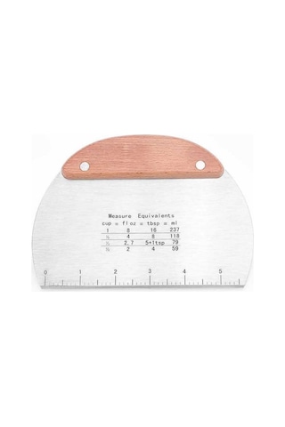 Oval Ölçülü Bambu Saplı Hamur Spatula Şekillendirici Kazıyıcı Kesici Paslanmaz Çelik 14,5 Cm Çelik K Diğer