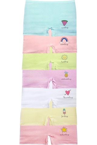 New Lilla 107 Child Days 7'li Kız Çocuk Boxer Şort Paketi V21- Karışık Açık Renkler
