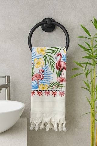 Bambu Baskılı Plaj Havlusu Peştemali Organik Bambu 90x170 İnce Peştemal Flamingo