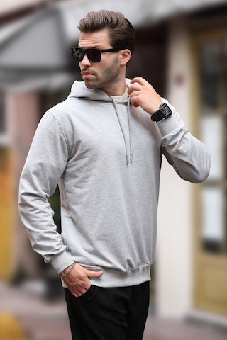 Madmext Gri Kapüşonlu Erkek Sweatshirt 7069 Gri