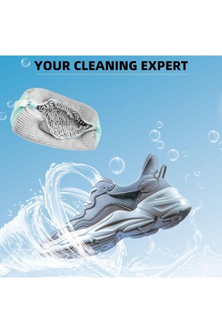 Tenfowee Gri Kaliteli Ayakkabı Yıkama Çantası - Dayanıklı Poliester, Makine Yıkamada Koruma, Deformasyona Karşı, Invisible Otomatik Kilitli Fermuar Gri