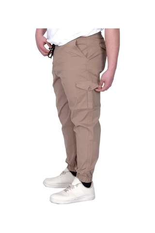 Büyük Beden Erkek Pantolon Keten Kargo Jogger 21911 Cappucino Cappucino