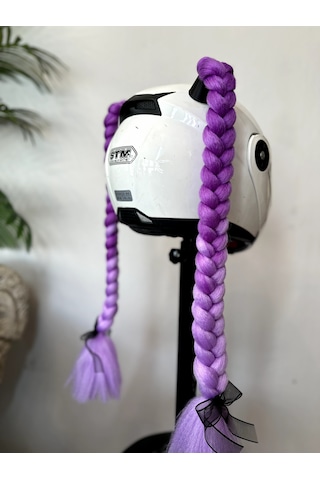 Motor & Motosiklet Lila Ombreli Çift Örgü Saç Kask Dış Aksesuar Diğer