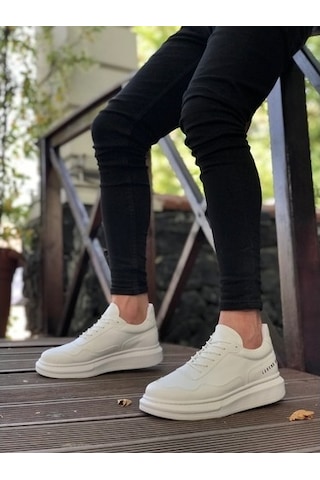 Ba0238 Boa Yüksek Taban Beyaz Bağcıklı Erkek Ayakkabı