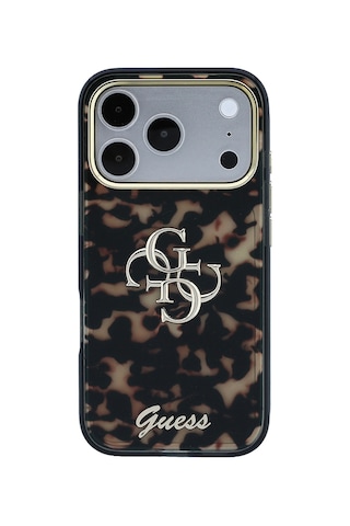 Apple iPhone Uyumlu 18 Pro Max Kılıf Guess Lisanslı Yazı Ve 4g Büyük Metal Logolu Silikon Kapak Siyah-kahverengi Siyah - Kahverengi