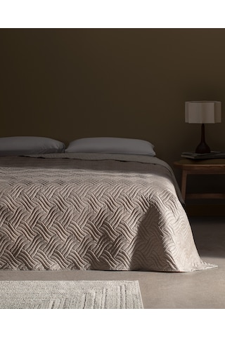 Odette Çift Kişilik Baskılı Yatak Örtüsü 8684427018019 Ekru