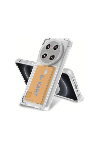 Realme 11 4G Kılıf Darbe Emici Köşe Korumalı Kartlıklı Cüzdanlı Silikon Kapak Şeffaf