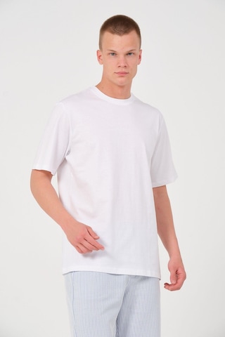 Rich Erkek %100 Pamuk Oversize Tişört Basic Bisiklet Yaka Kısa Kollu T-shirt Beyaz