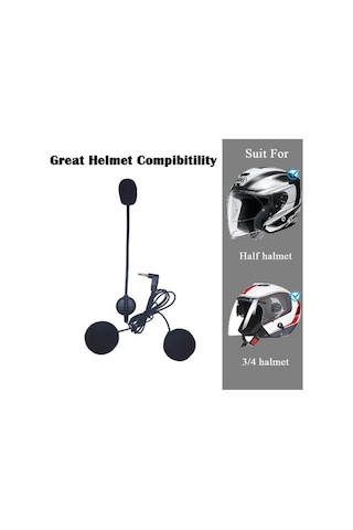 Vtn-29 Jack Girişli İntercom Kulaklığı Bt31,bt22,bt35 Uyumlu Motorsiklet Kask Yedek Mikrofon Siyah