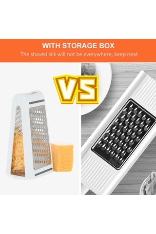 Çift Taraflı Peynir Rendesi Sebze Rendesi Kapaklı Saklama Kabı Havuç Salatalık Dilimleyici Kesici Mutfak Gereçleri Paslanmaz Bıçaklar Beyaz