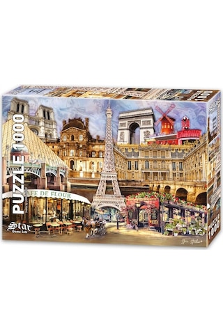 Star Puzzle 1000 Parçalık Fransa Kolajı ve Eyfel Kulesi Puzzle