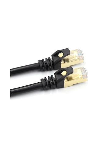 Kosona 1m Siyah Cat7 Ethernet Kablosu - 10gbps Hız, 600mhz Bant Genişliği, Tam Çelik Demir Çekirdekli Ve Çift Koruma