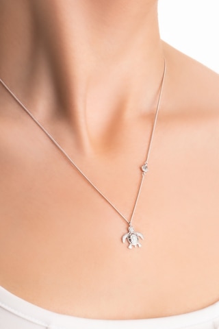 So Chic Little Caretta 18 Ayar Beyaz Altın Kaplama 45 Cm Gümüş Kolye Rodyum
