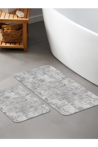 Dijital Baskılı Yıkanabilir Kaymaz Taban 2li Banyo Halısı Paspas Klozet Takımı 6097b