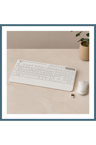 Agc Uygun Sepet Kablosuz Klavye Mouse Seti - Tablet/telefon Standlı - Beyaz - Q Klavye Agc