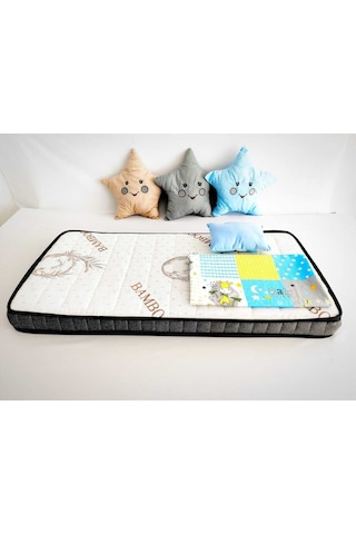 Kapitoneli 70x120x10 Soft Bamboo Bebek Yatağı Bmb-009 Beyaz