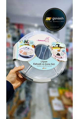 Lüx Lilyum Kahvaltılık Ve Çerezlik Kabı 7 Bölmeli Gri-şeffaf Gri - Şeffaf