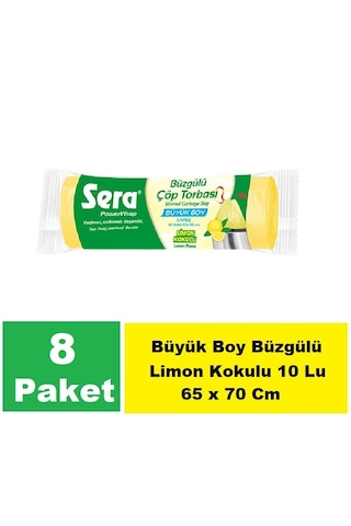 Sera Çöp Torbası Limon Kokulu Büyük Boy 65 X 70 Cm 8 X 10 Lu