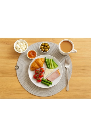 Upeka 4'lü Jütip Supla Yuvarlak Amerikan Masa Servis Krem Renk