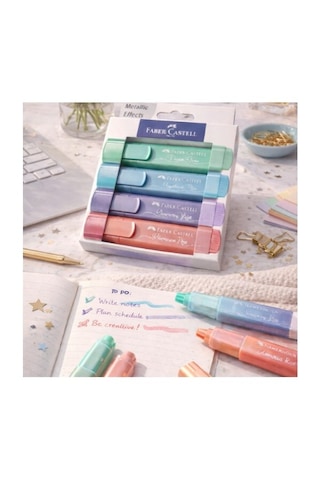 Faber-castell Metallic Effects Fosforlu Kalem Seti 4 Renk Metalik Işıltılı