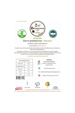 Taş Değirmenden Gurme & Organik İğde Ve Çekirdeği Unu Glutensiz 300 G