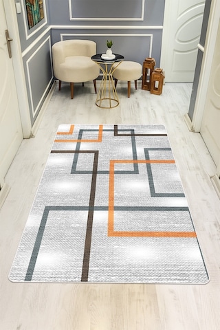 Modern Desenli Dijital Baskı Kaymaz Taban Halı H0950 Renkli