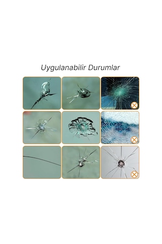 Araç Ön Cam Kırık Çatlak Giderici Hızlı Tamir Kiti 2,5 Cm Çap Kadar Uygundur, 3ml 5 Film,