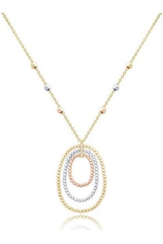 Diamond Line-Gülaylar - 3 Renkli Altın 14 Ayar Toplu Kolye N11.24644