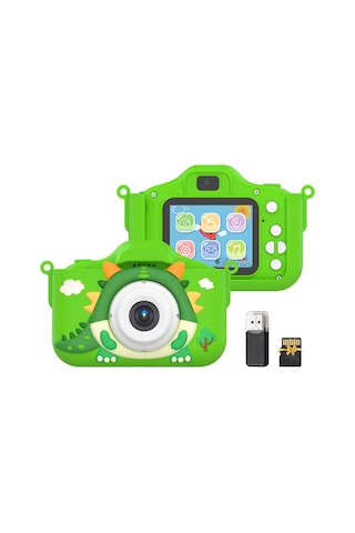 Springsun Çocuklar İçin Yeşil Dijital Kamera - 48mp Çift Kameralı, 1080p Video, 2.0" Ips Ekran, Oyun Ve Müzik Çalma, 32gb Hafıza Kartı İle