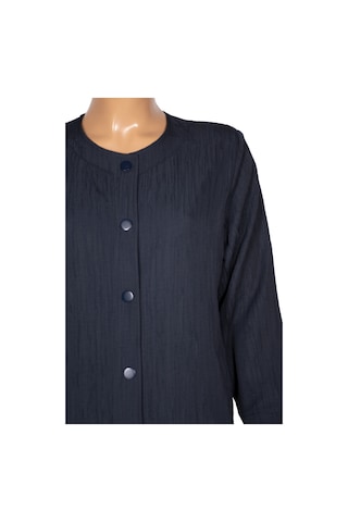 Hesna Kadın Luna Büyük Beden Krinkıl Çıtçıtlı Lacivert Kap Ceket Lacivert