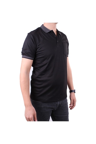 Twister Jeans Twister 2304 Siyah Günlük Kısa Kol Normal Kesim Pamuklu Polo Yaka Erkek Tişört Siyah