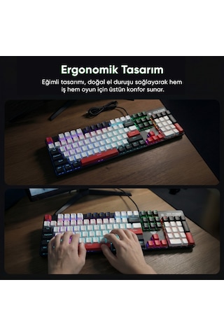 Aula S500 Blue Switch Rgb Makrolu Kablolu Gaming Mekanik Oyuncu Klavyesi Kırmızı