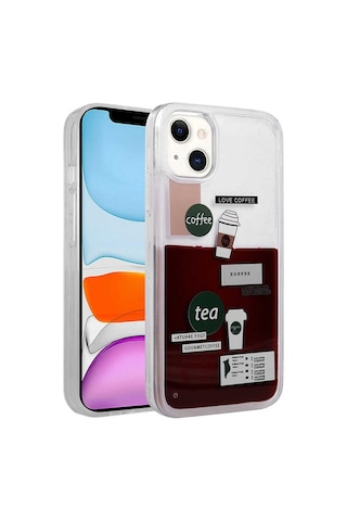 Zeyline Apple Uyumlu iPhone 14 Plus Desenli Sıvılı Zore Drink Silikon Kapak-no2