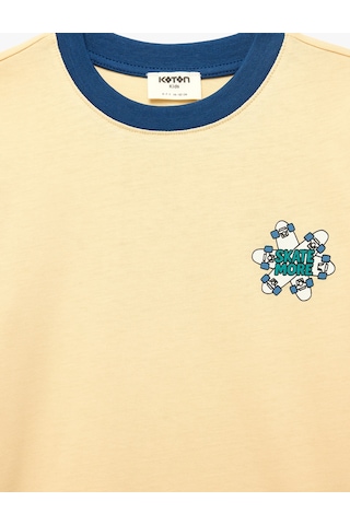 Koton Bisiklet Yaka Kısa Kollu Baskı Detaylı Pamuklu Tişört Sarı 6skb10725tk