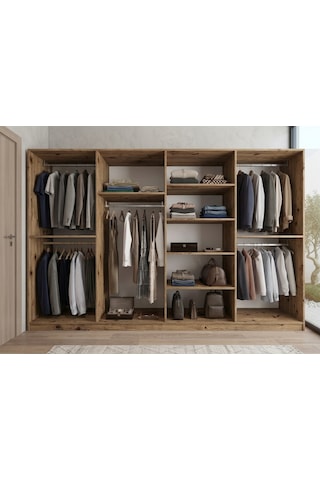 Monara Tamamı Mdf 8 Kapaklı Dolap Gardırop Çam