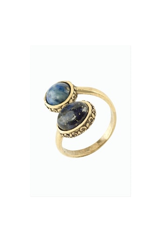 Oval Yuvarlak Doğaltaşlı Otantik Yüzük - Lapis N145 Çok Renkli