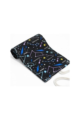 Agoodshop 2 Adet 72 Delikli Gökyüzü Desenli Rulo Kalem Kutusu - Siyah 3bp-yeşil