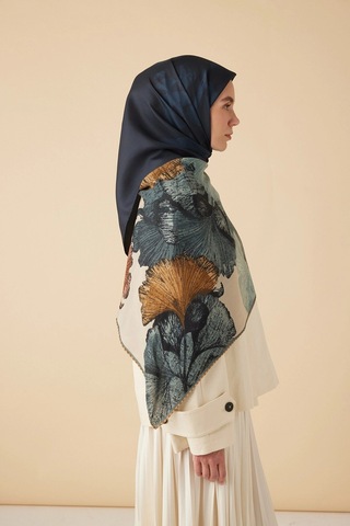 Maisa Ferya Mulberry İpek Eşarp 90 90 Cm - Laçivert 1320 Lacivert