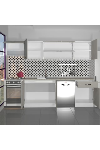Decoraktiv Elite 280y Mdf Hazır Mutfak Dolabı - Tezgah Dahil - Kumtaşı Kum Beji