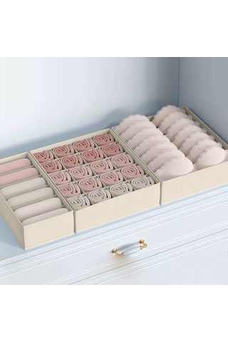 Cbtx 3 Adet Çekmece Tarzı Ev Organizatör Morandi İç Giyim Çorap Kapaksız Saklama Kutuları Bej