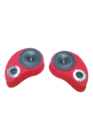 Lostgarage Polyesterli Boş Pandizot 16 Cm Hoparlör 10 Cm Tweeter Yuvalı Kırmızı Mdf 2 Adet Sağ Ve Sol