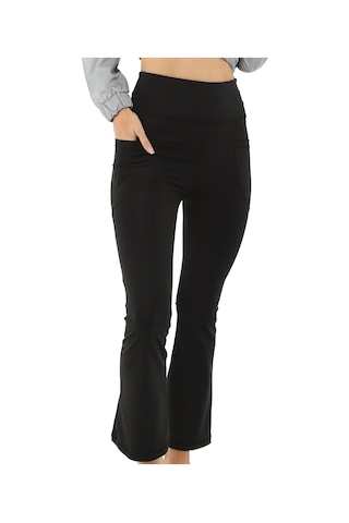 Scorp Joy İspanyol Paça Toparlayıcı Cepli Spor Tayt Siyah