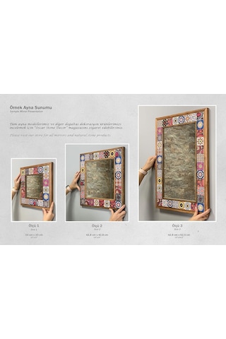 Oscar Stone Decor Masif Çerçeveli Mozaik Taş Ayna 43 Cm X 63 Cm Mexican Genel